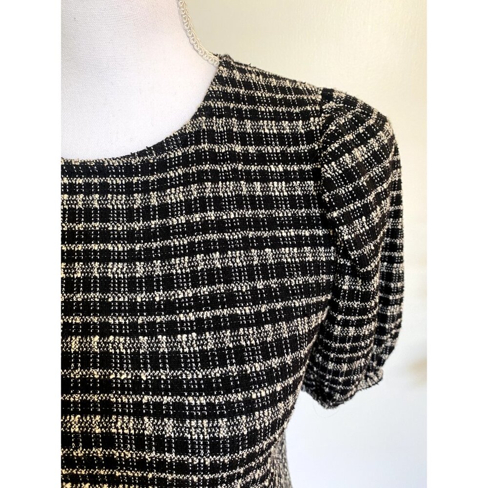⚫ ⚪ Chic Zara b&w shift dress with puff sleeves in tweed-like fabric ⚪ ⚫ - Picture 3 of 8